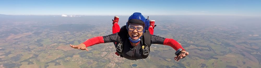 woman skydiving in the air