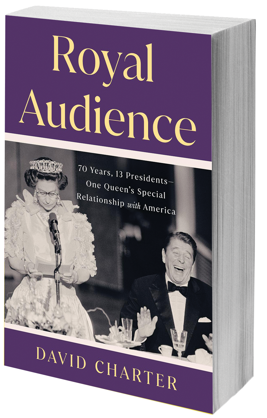 book cover photo of Queen Elizabeth speaking and Ronald Reagan laughing