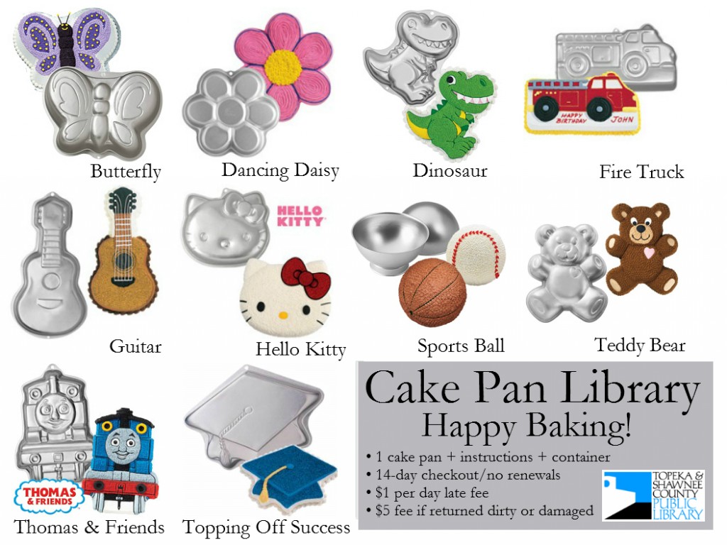 Cake Pan Library handout with labels