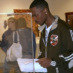 Young man touring an exhibit