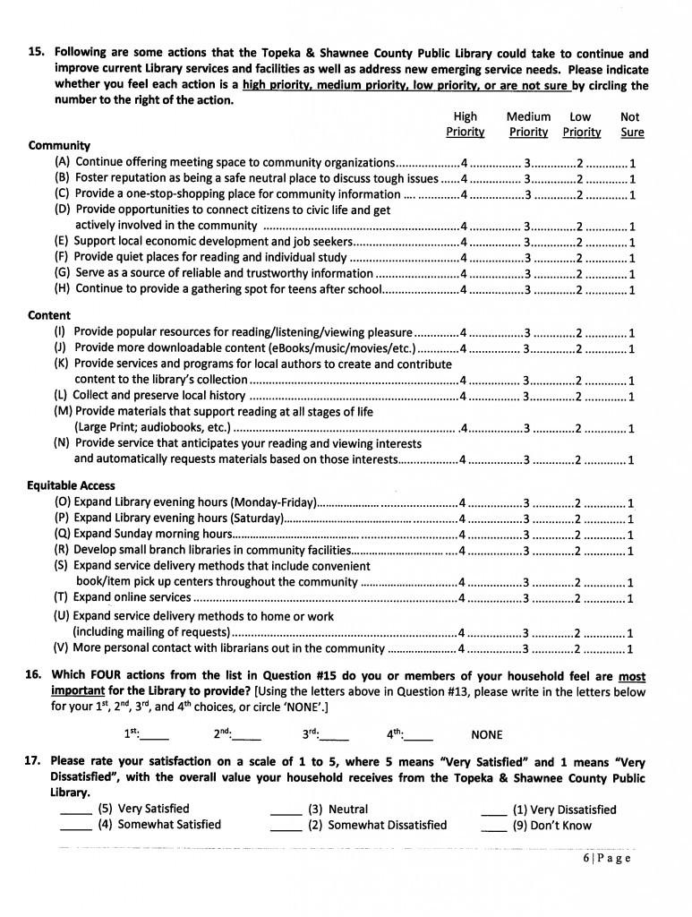 Sample of the survey
