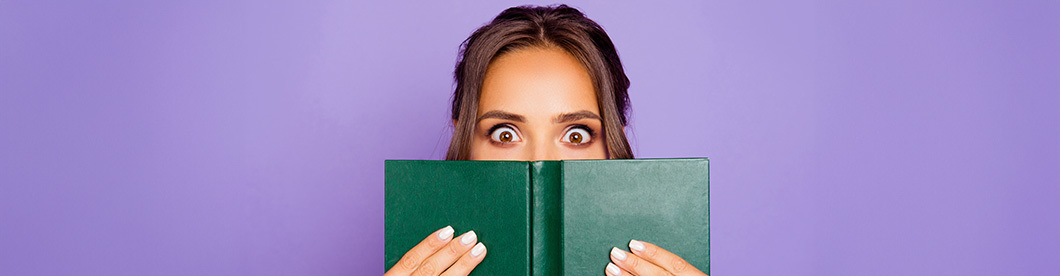 surprised woman reading