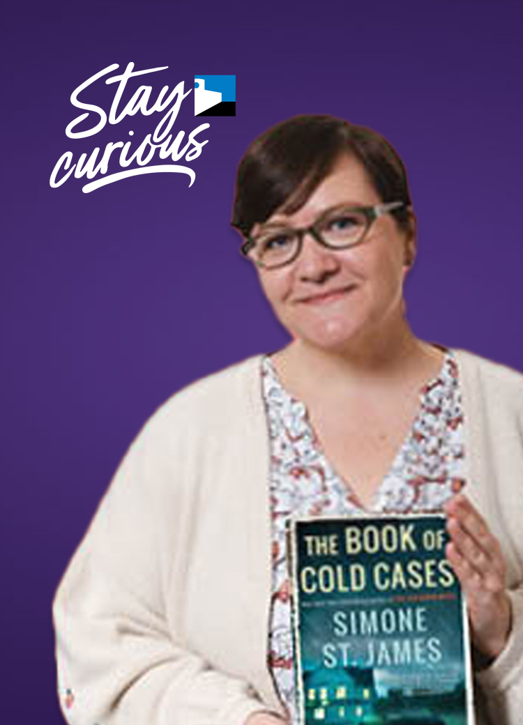 miranda holding a book - the book of cold cases