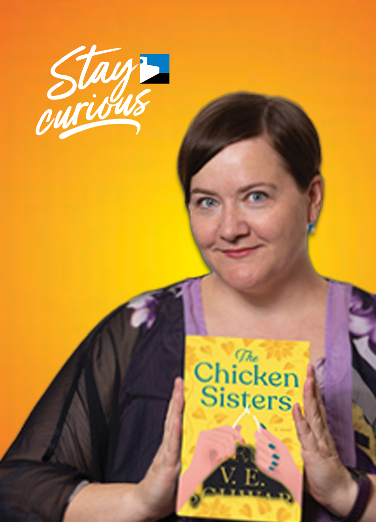 miranda holding a book - chicken sisters