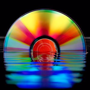 CD with water reflection.