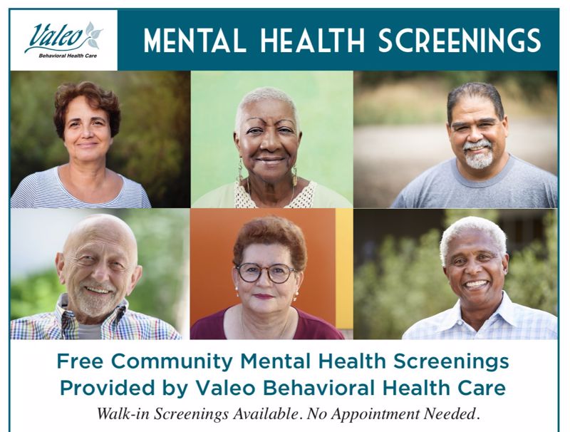 Free Community Mental Health Screenings Provided by Valeo Behavioral Heath Care