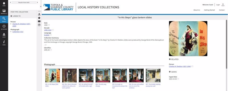 Color image of the In His Steps glass lantern slide collection page