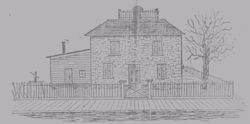 A black and white sketch of the Matson house