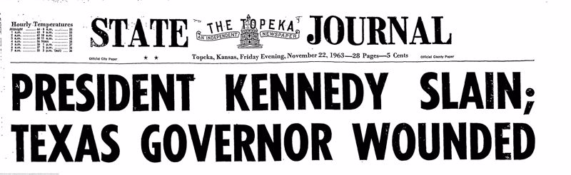 Headline from the Topeka State Journal reading 