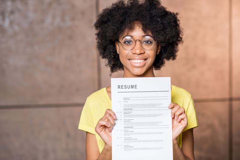 woman holding resume