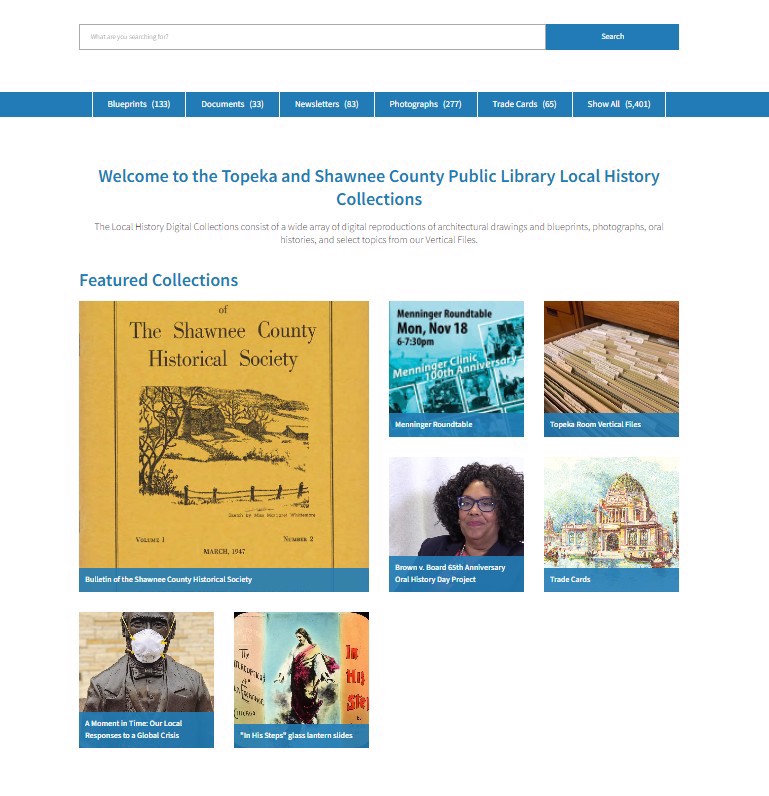 Color image of the main navigation page of Recollect