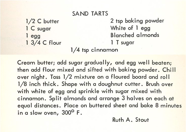 A copy of the recipe for Sand Tarts from 