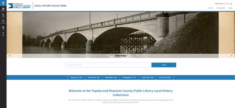 A color image of the library's Recollect homepage
