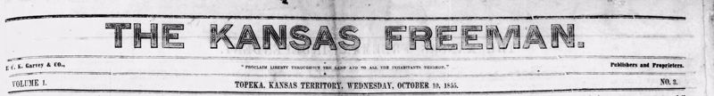 A black and white masthead from the Kansas Freeman from October 10, 1855
