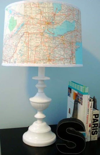 lamp with a map shade