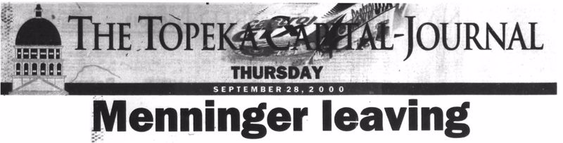 An image of the headline from the Topeka Capital-Journal on September 28, 2000 that reads 