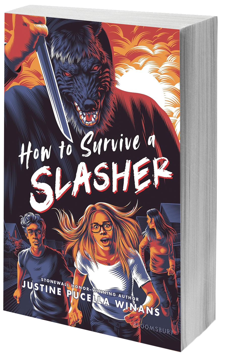 book cover teens running from killer