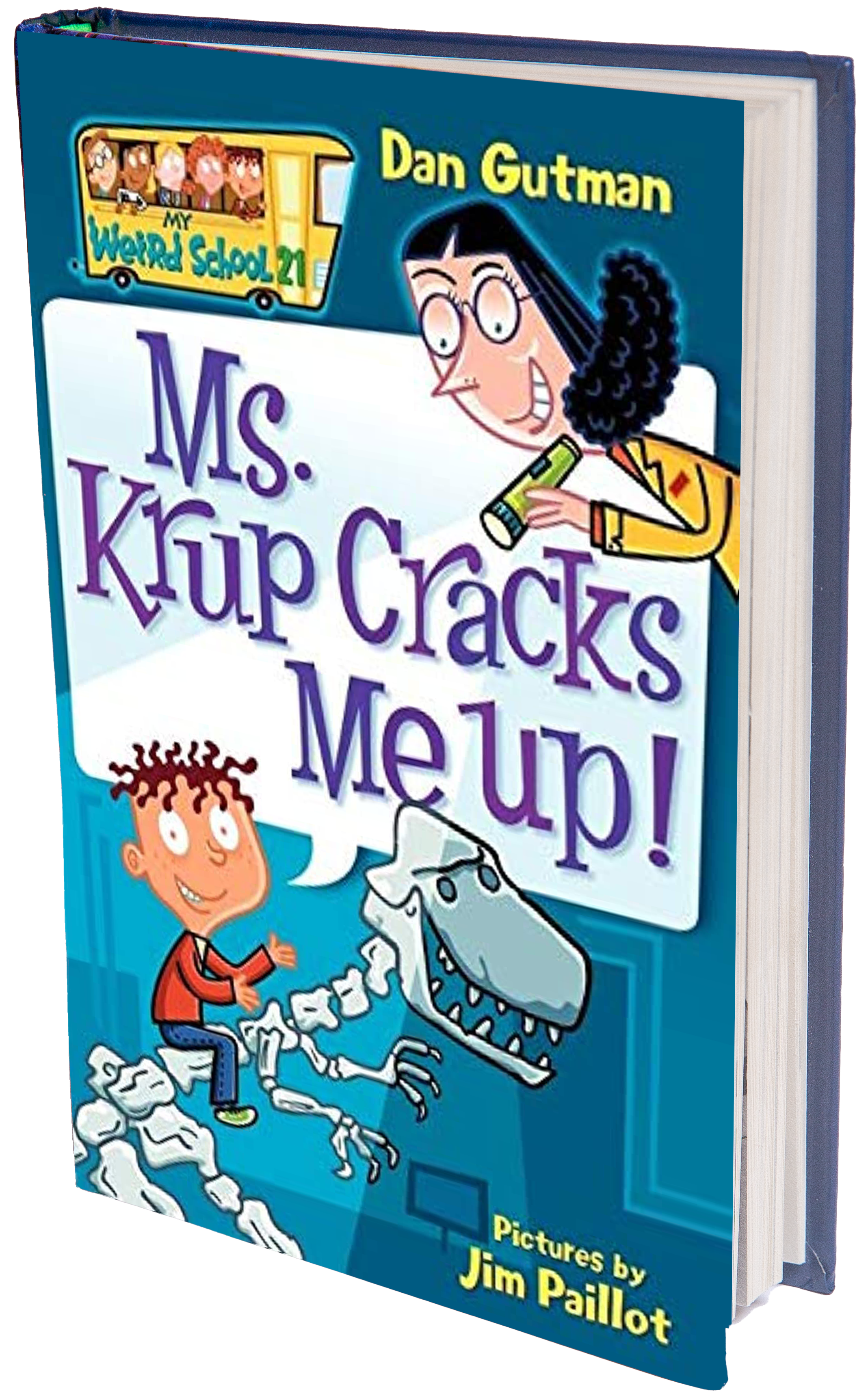 book cover boy riding dino skeleton