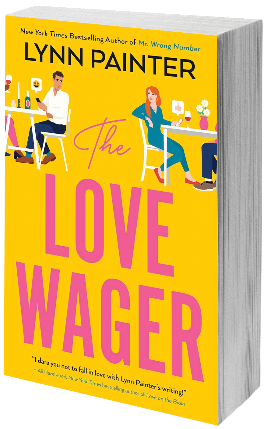 book cover man and woman at different tables