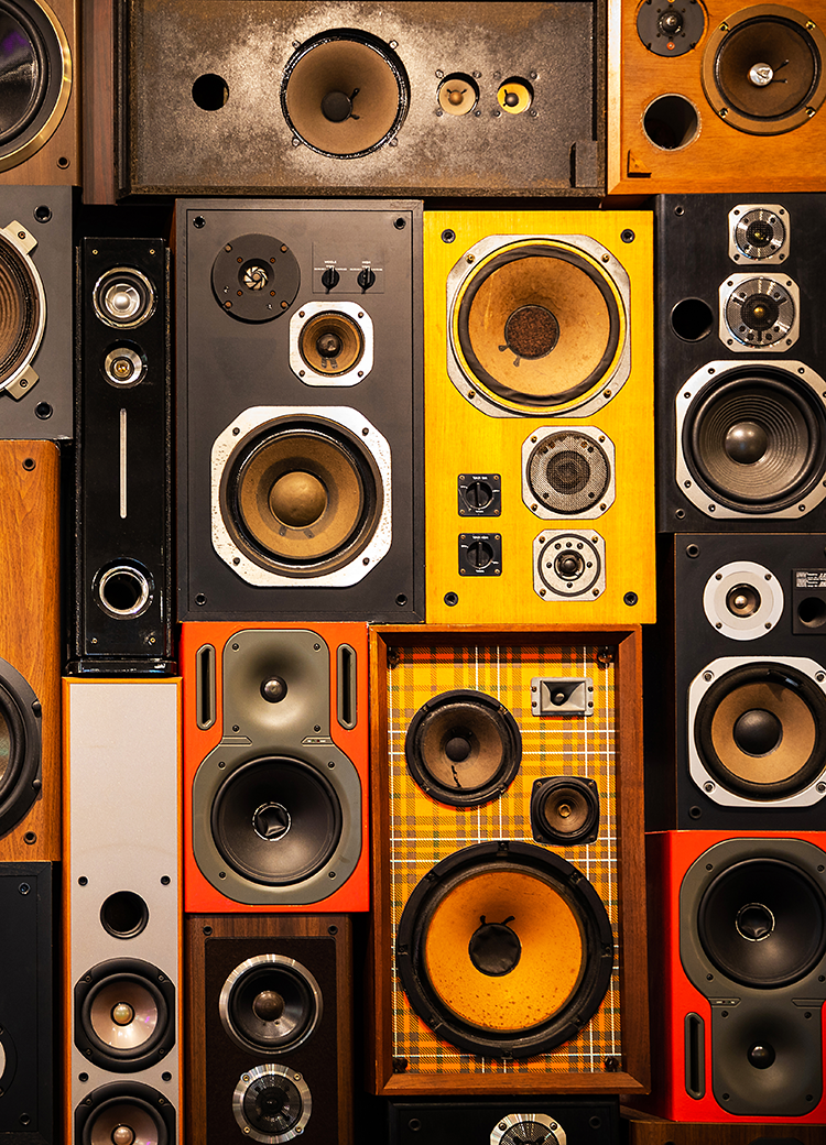 wall of speakers