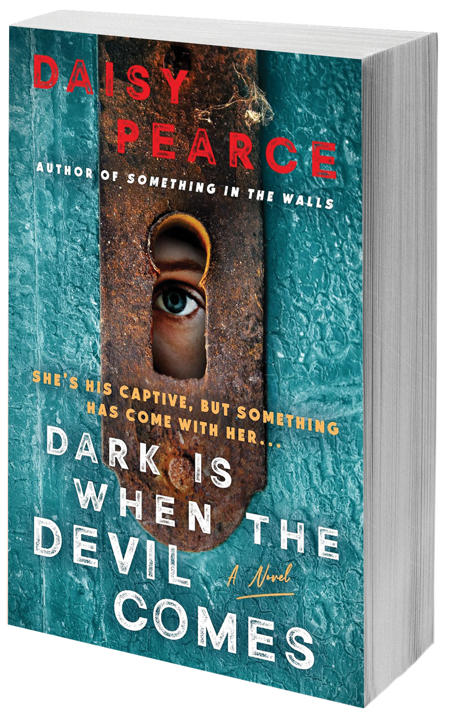 book cover peeking through keyhole