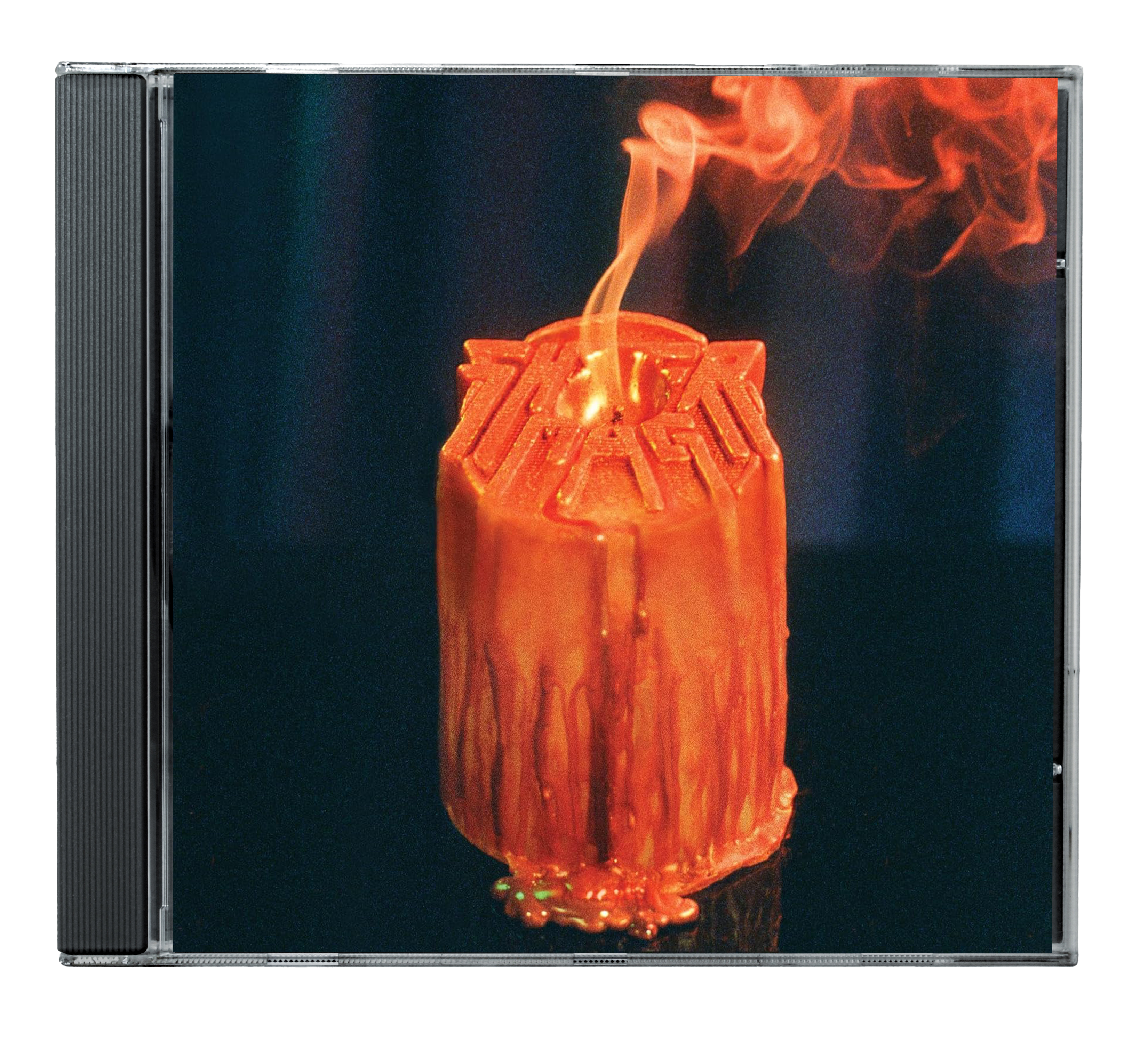 CD cover burning red candle