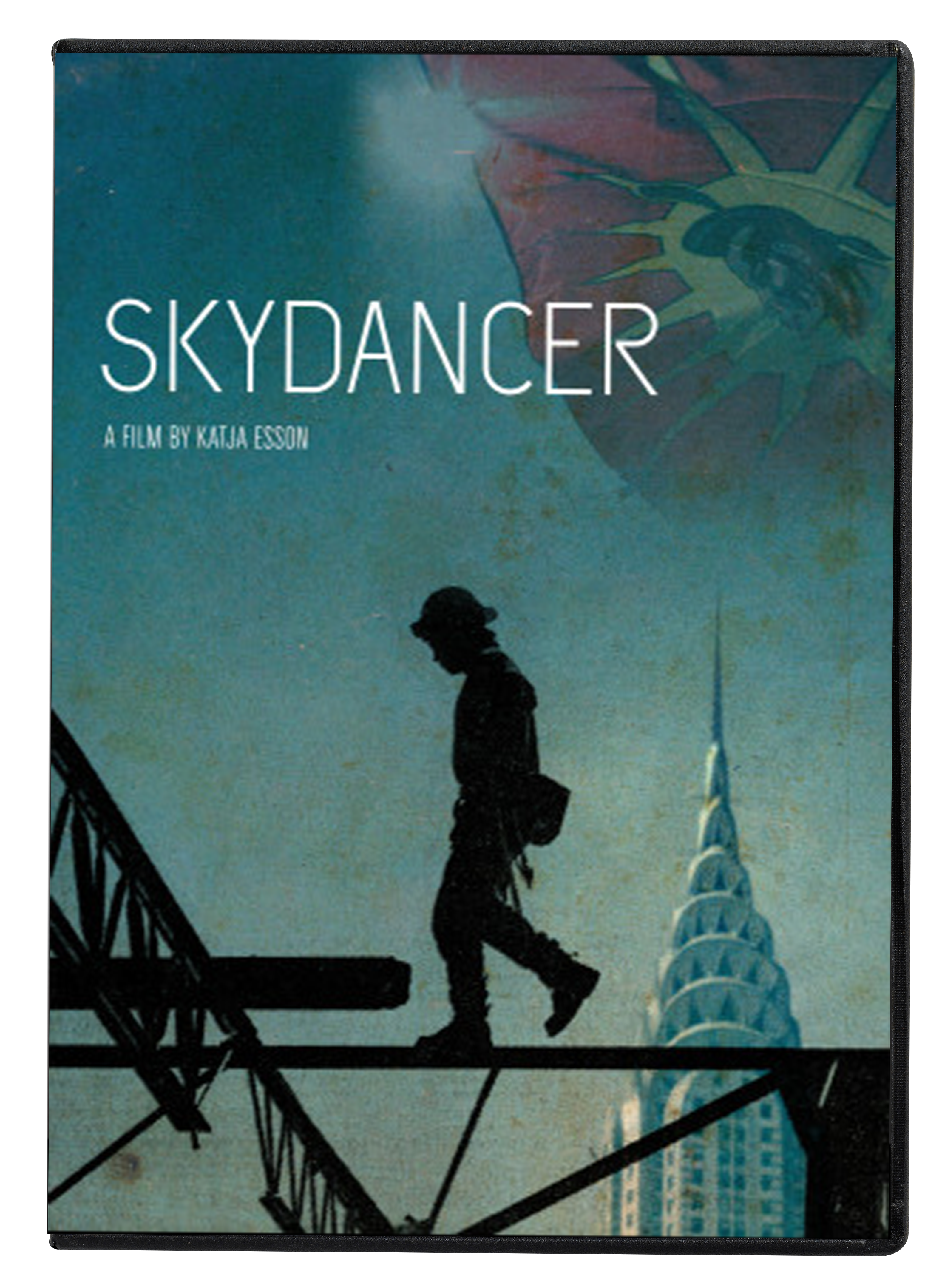 DVD cover man walking on girder in sky