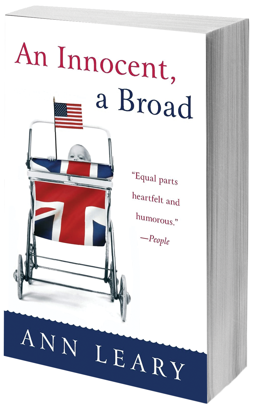 book cover baby with US flag peeking out stroller made of British flag