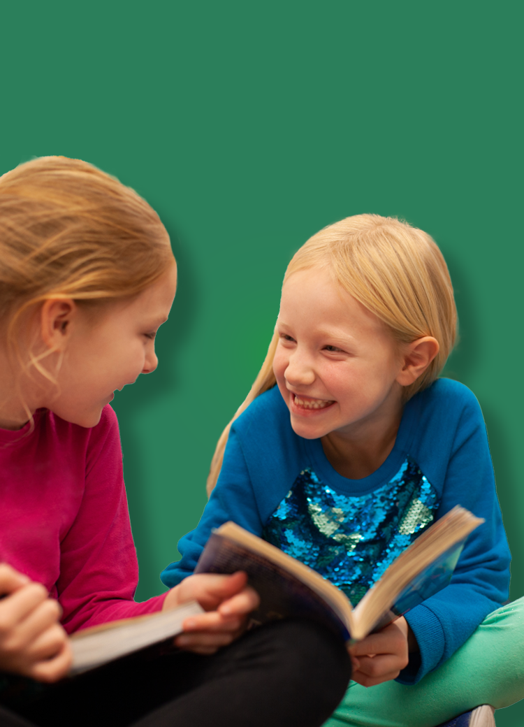 reading laughing girls