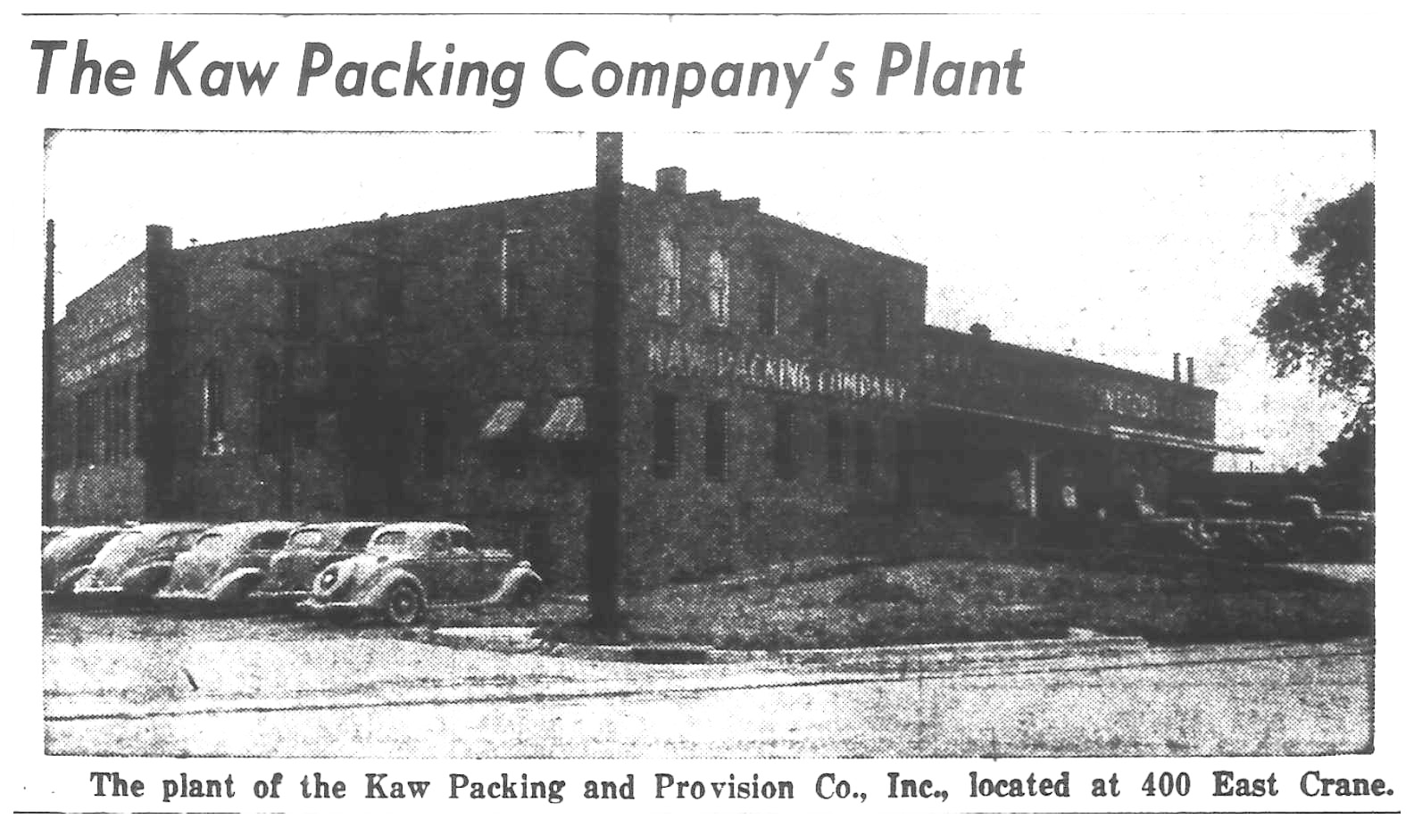 newspaper photo of Kaw Packing Company