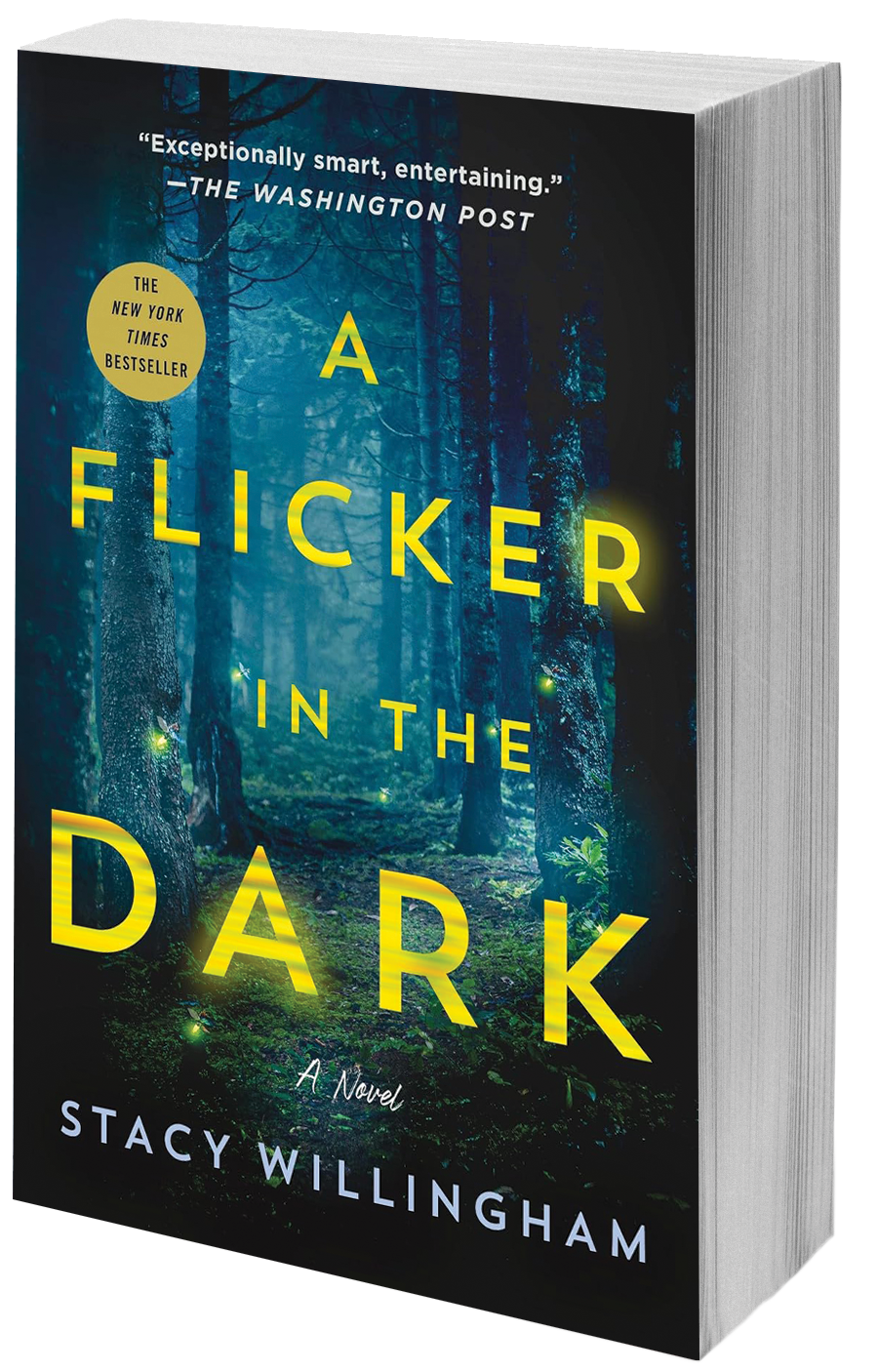 book cover woods with fireflies
