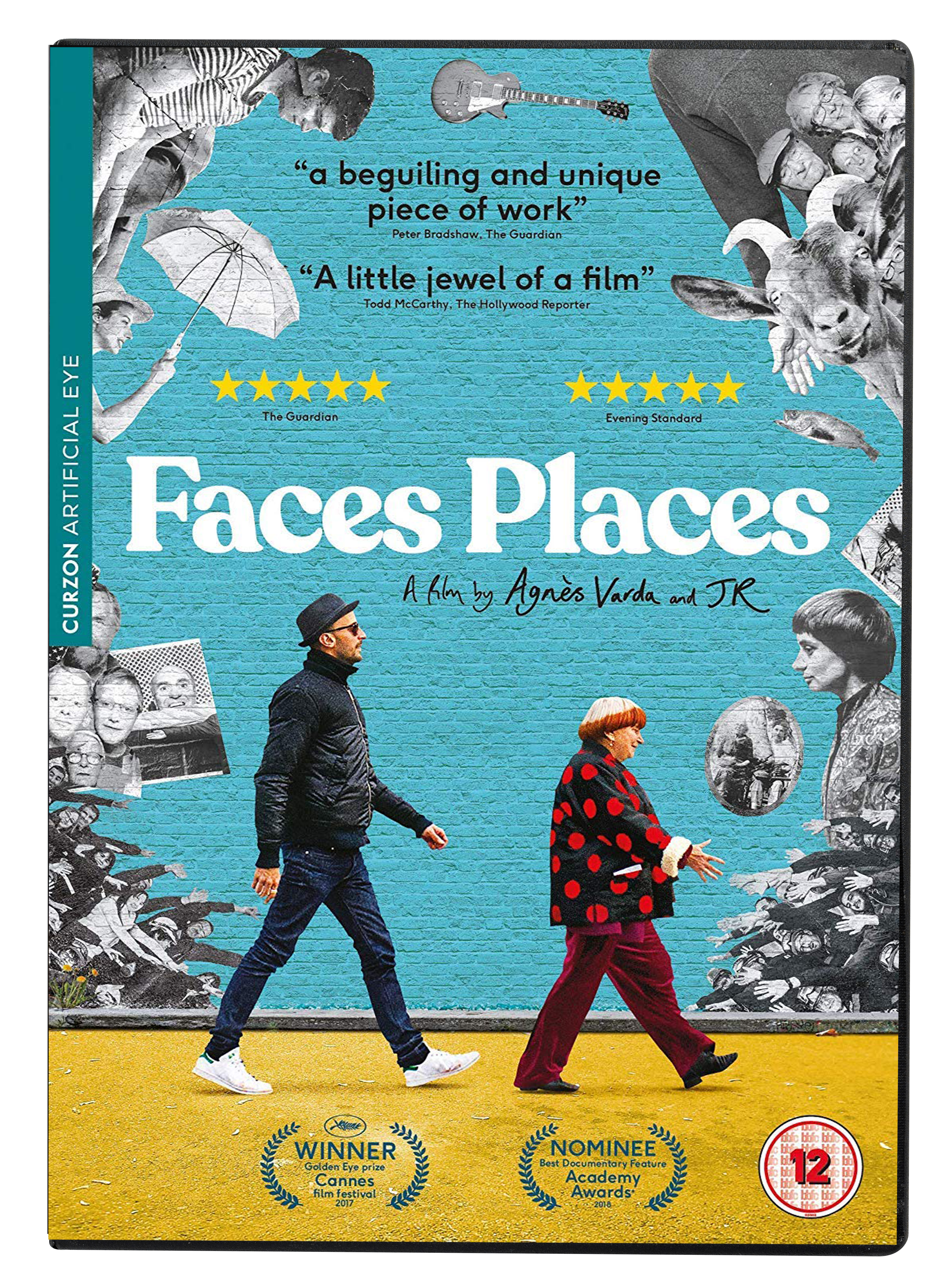 DVD cover large photos pasted on a wall