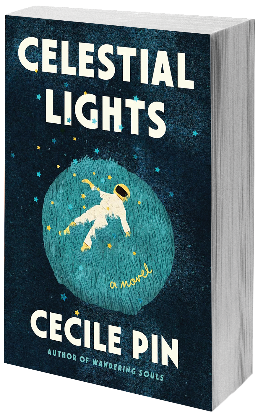 Book cover astronaut laying on a planet