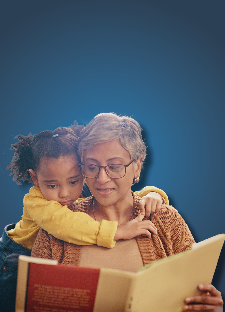 grandma reading to grandchild