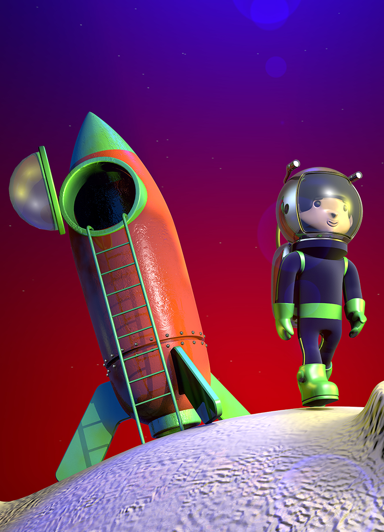 astronaut and rocket