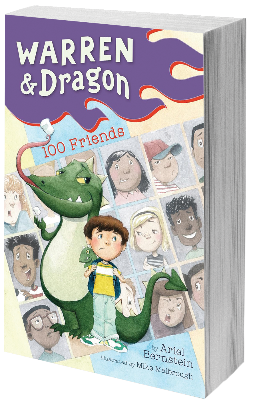 book cover boy dragon and school yearbook