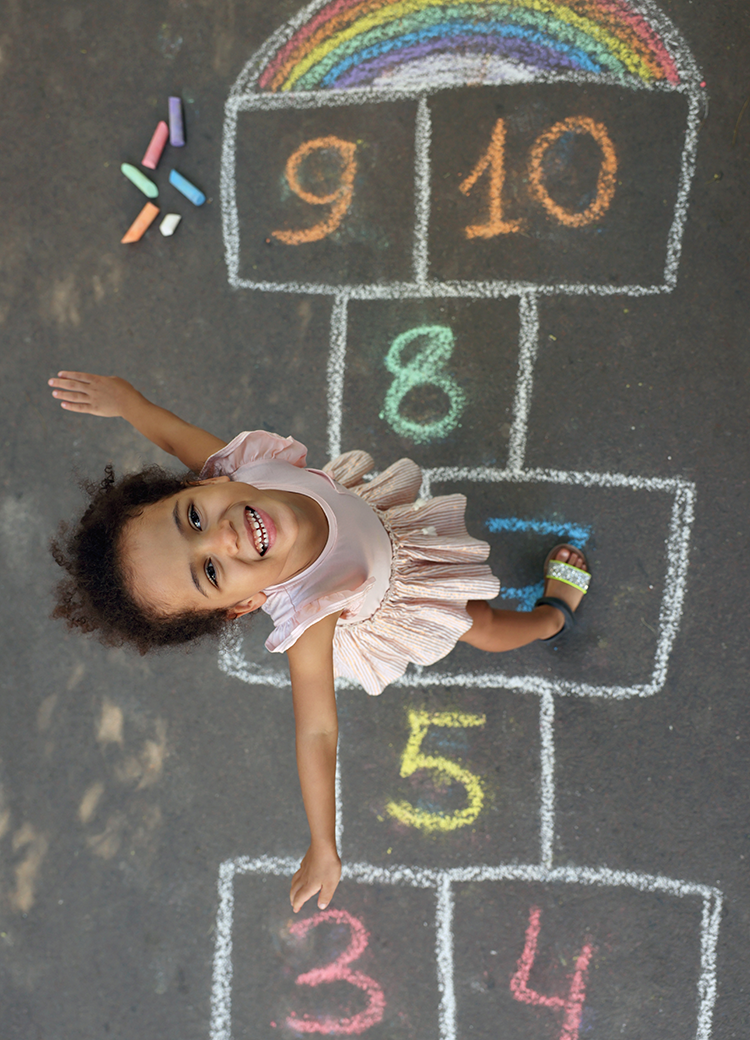 playing hopscotch