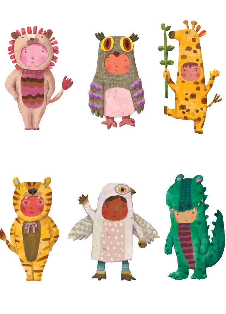 kids in animal costumes