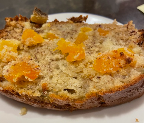 slice of banana bread with apricots