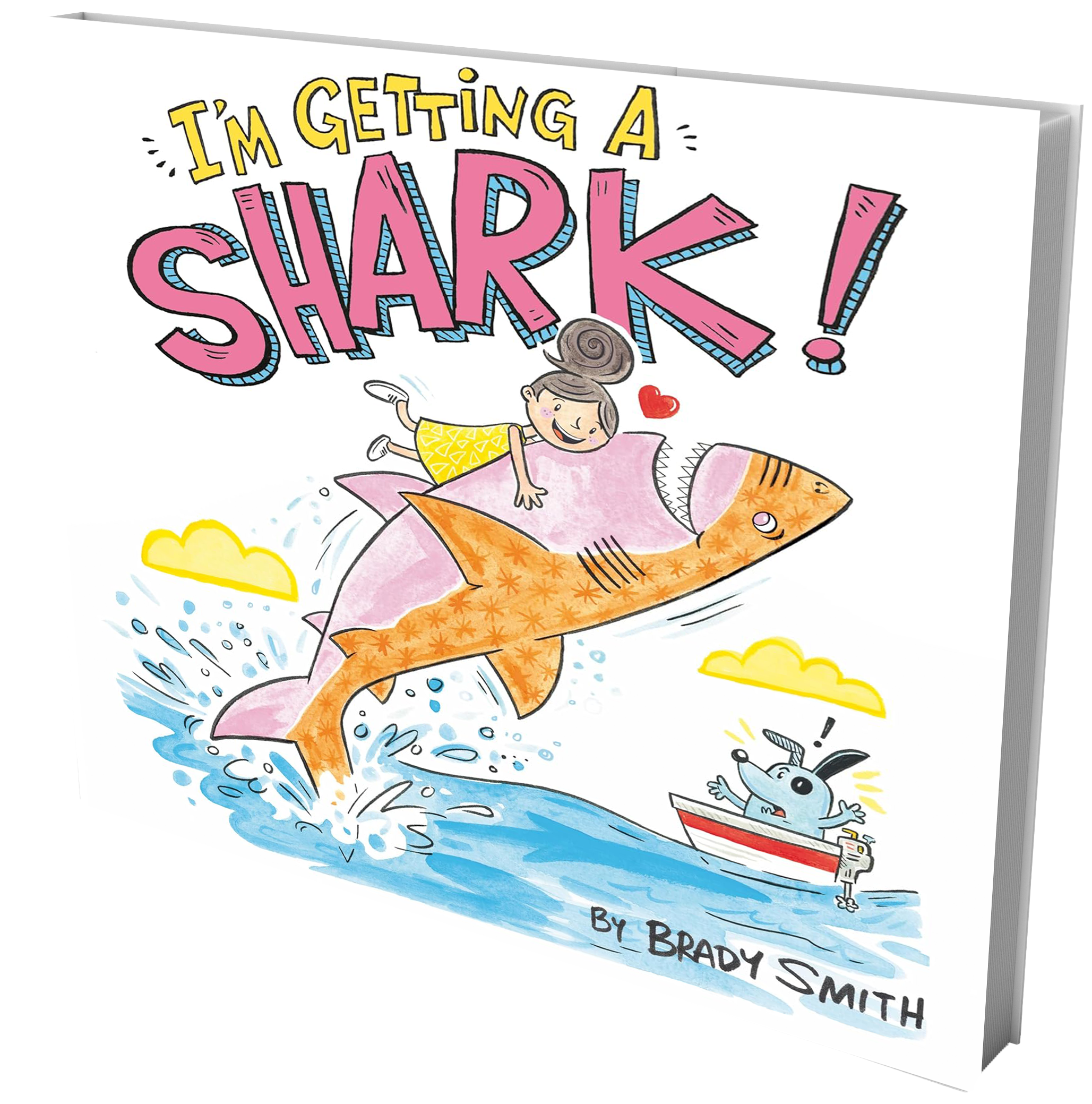 book cover cartoon girl riding a shark