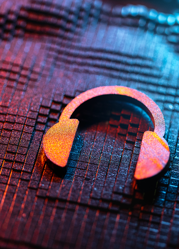 metallic headphones