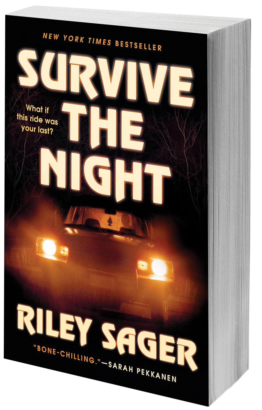 book cover headlights on a dark road