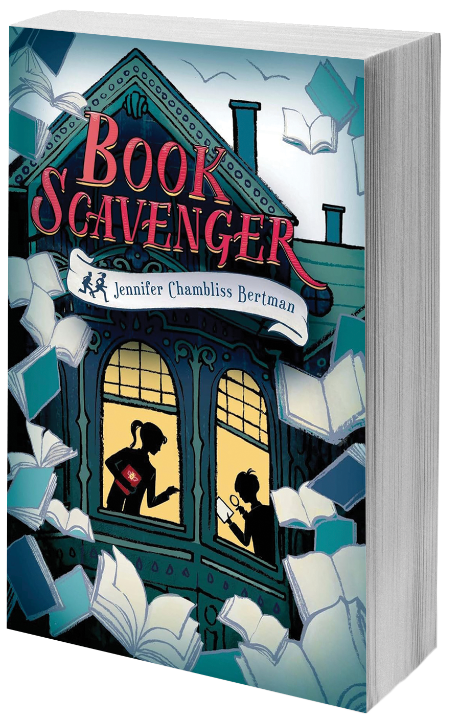 book cover kids in a window