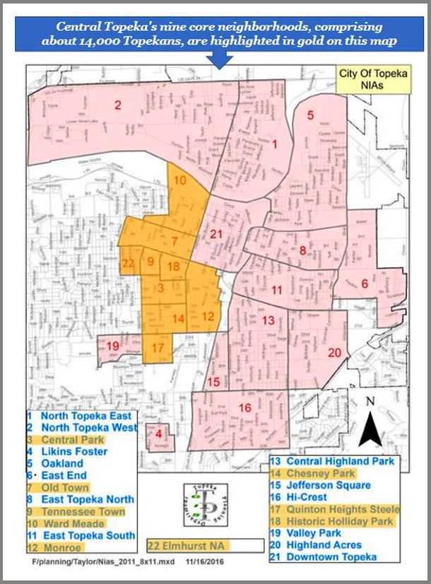 Topeka map central Topeka highlighted