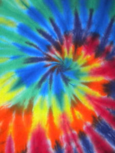 Close up photo of the finished result of using the Spiral Tie-Dye technique.