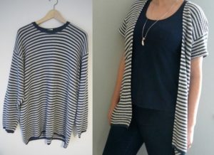 Refashioned sweater to cardigan