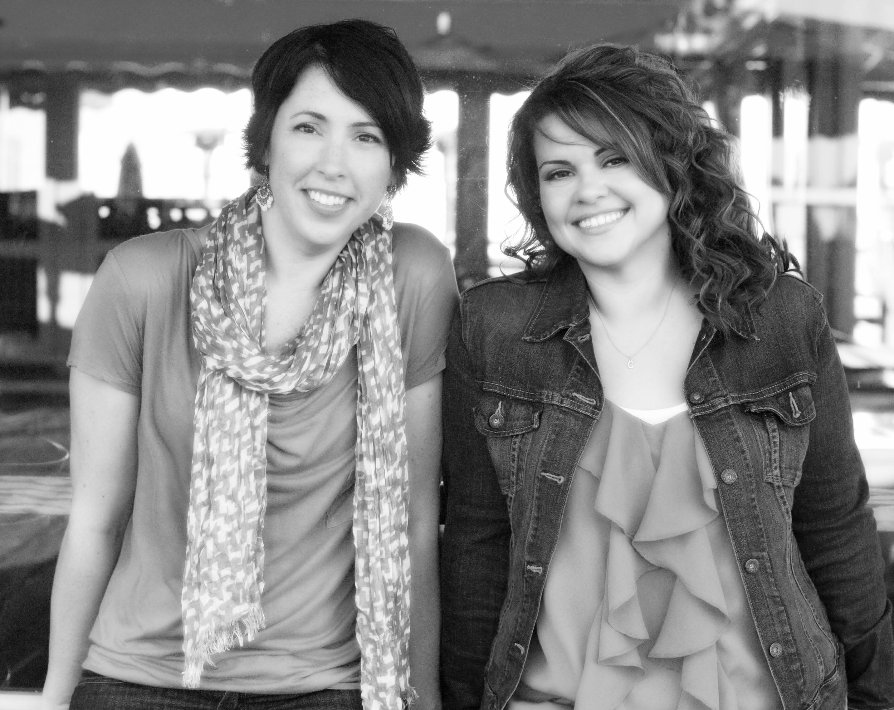 black and white photo of Lauren Billings and Christina Hobbs