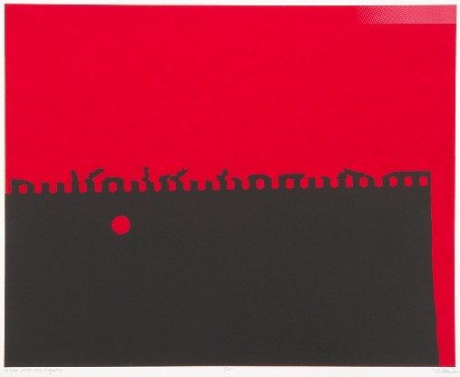 red and black screen print