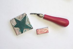 linocut tool and eraser stamps