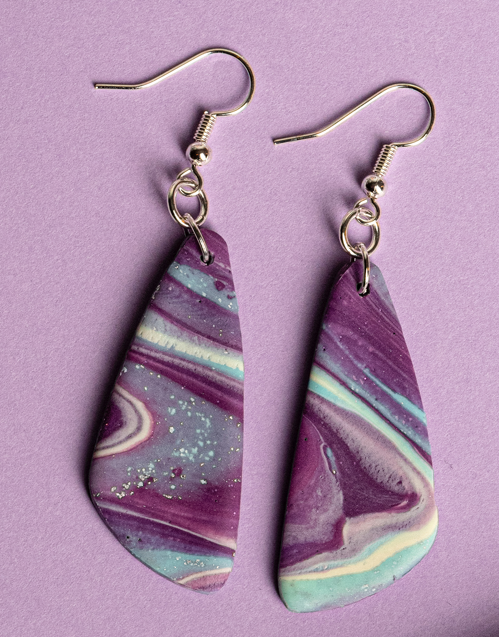 Purple, blue and teal earrings